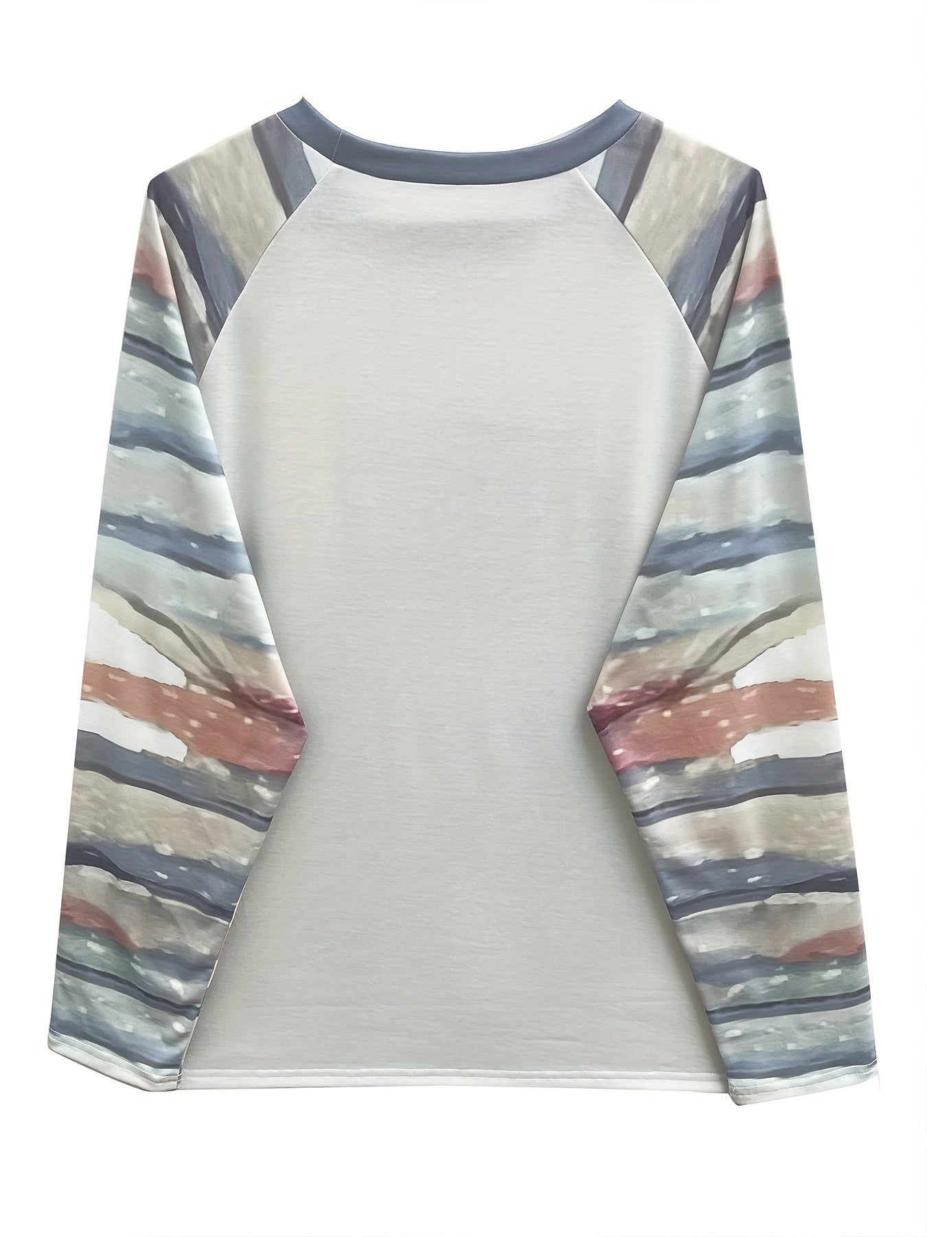 Plus Size Casual Sweatshirt, Women's Plus Colorblock Cat Print Long Sleeve Round Neck Sweatshirt