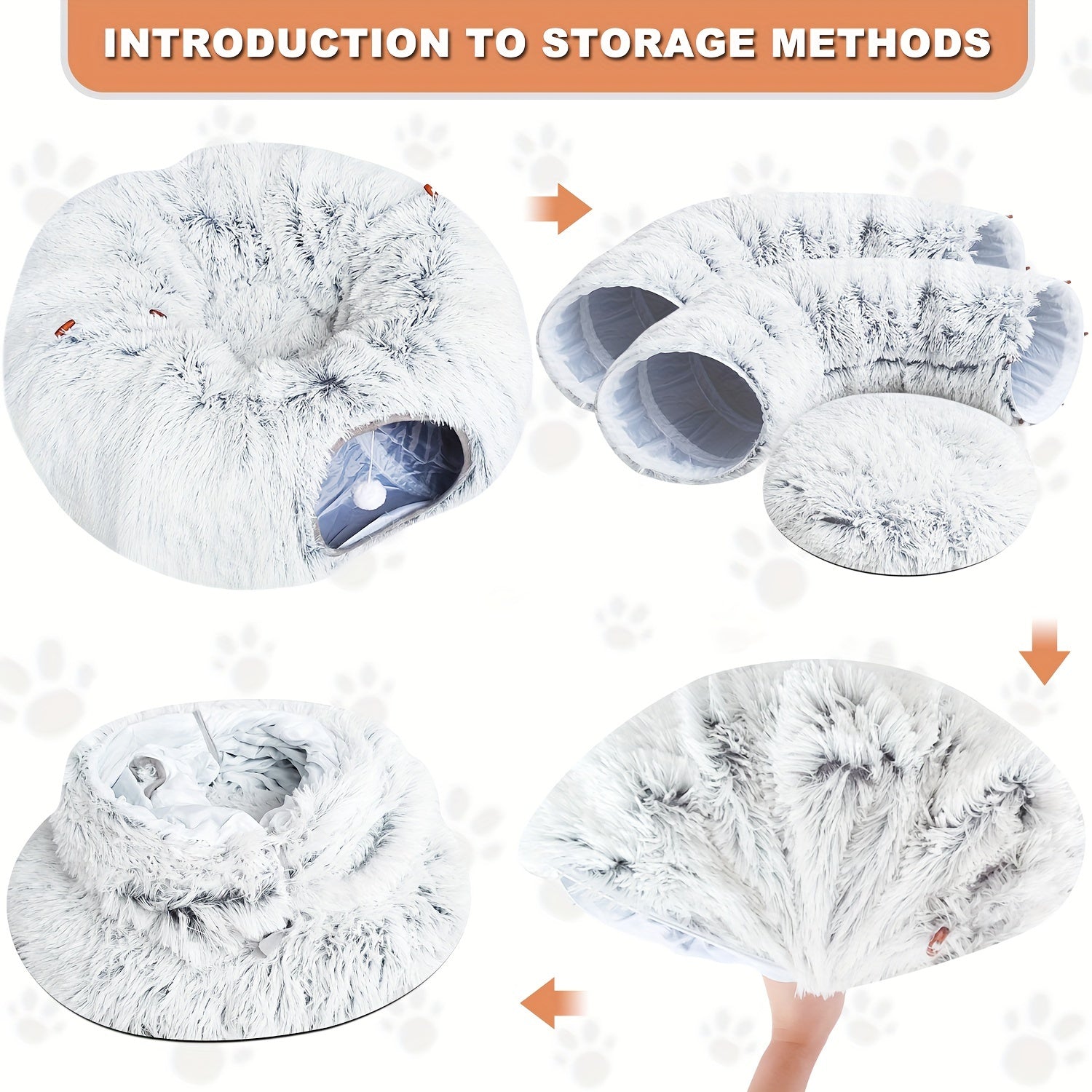 1pc FunTrip Cat Tunnel Bed Plush Hides Cat Channel Donut Circle Shape with Cat Cave for Indoor Cats And Rabbits