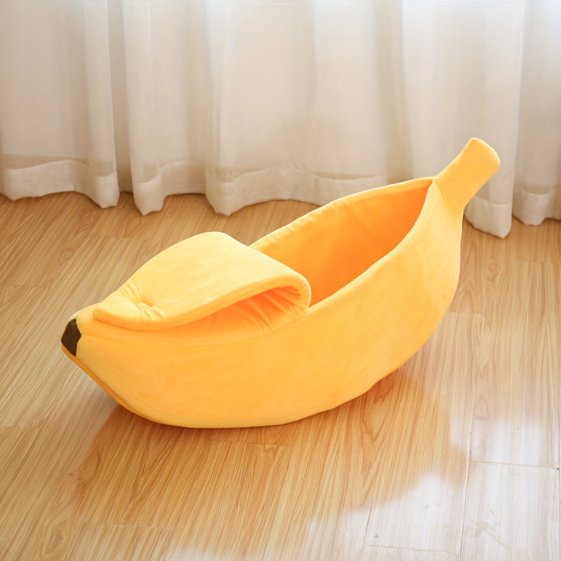 Cozy Banana Cat Bed: A Snuggly Cave For Your Furry Friend!