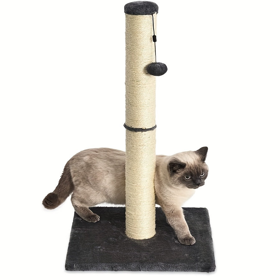 Vertical Cat Scratching Post with Sisal Rope and Plush Cover, Full Stretch Claw Scratcher, Modern Stable Design for Cats