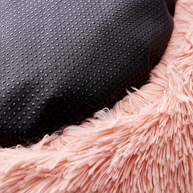 Luxurious Plush Hooded Donut Pet Bed for Cats & Small Dogs - Cozy, Warm, Non-Slip Bottom, Easy to Clean, Perfect for Winter Comfort