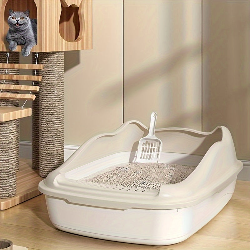 [Extra-Large Cat Litter Box] Extra-Large Portable Cat Litter Box with Anti-Splash Design, Easy Clean - Random Color