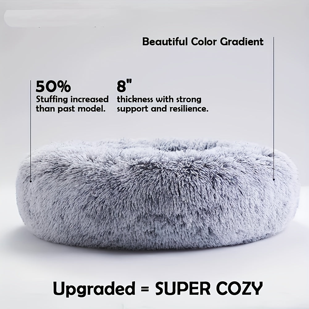 [Soft Donut Cat Bed Nest] Soft Warm Donut Cat Bed Nest, Calming Donut Cuddler Cat Bed, Comfortable And Washable Cat Cushion Nest With Non-slip Bottom Indoor Cats Christmas Gift