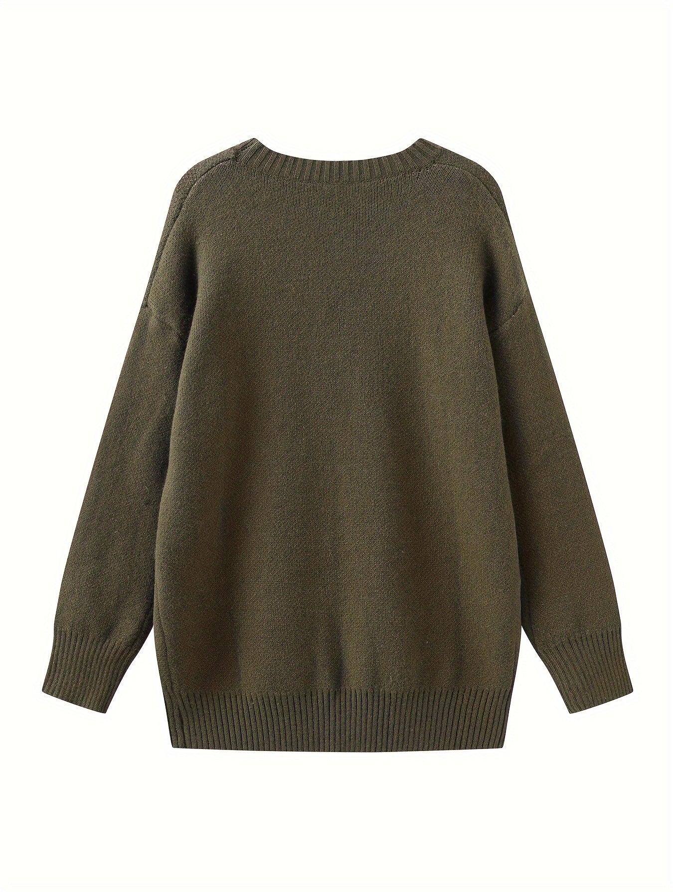 Y2K Pumpkin & Cat Pattern Knit Sweater, Casual Long Sleeve Pullover Sweater, Women's Clothing