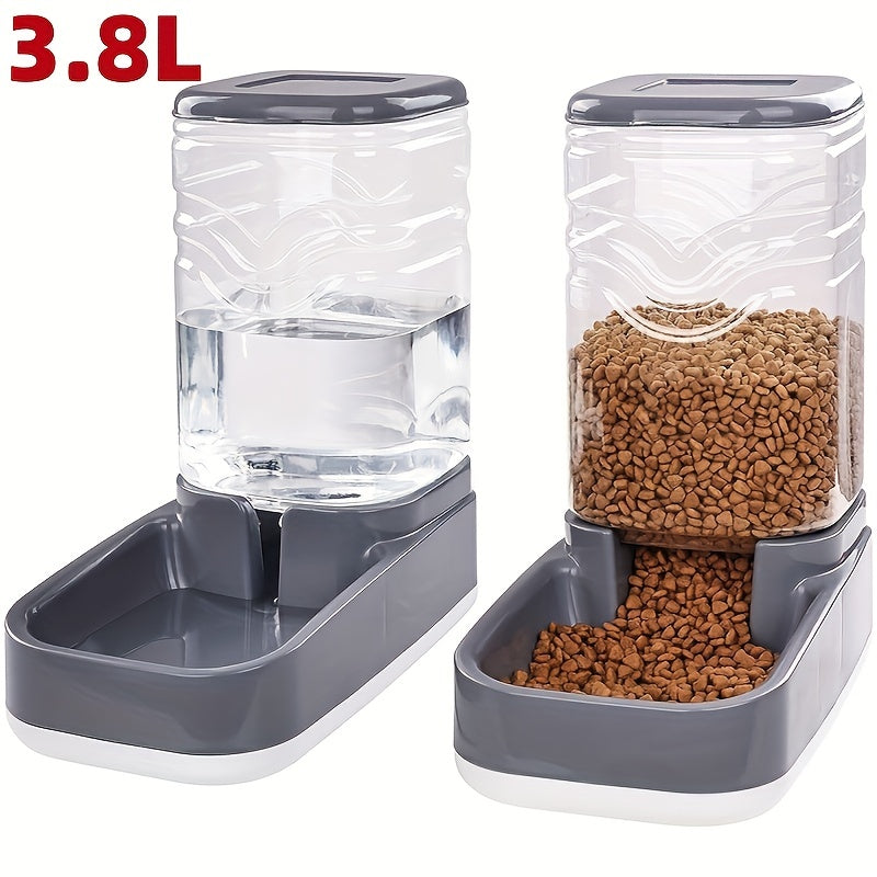 Pet Automatic Feeder Pet Water Dispenser Set, 3.8L Gravity Dog Feeder And Waterer Set, Self Feeding Station For Cats And Dogs Pet Supplies