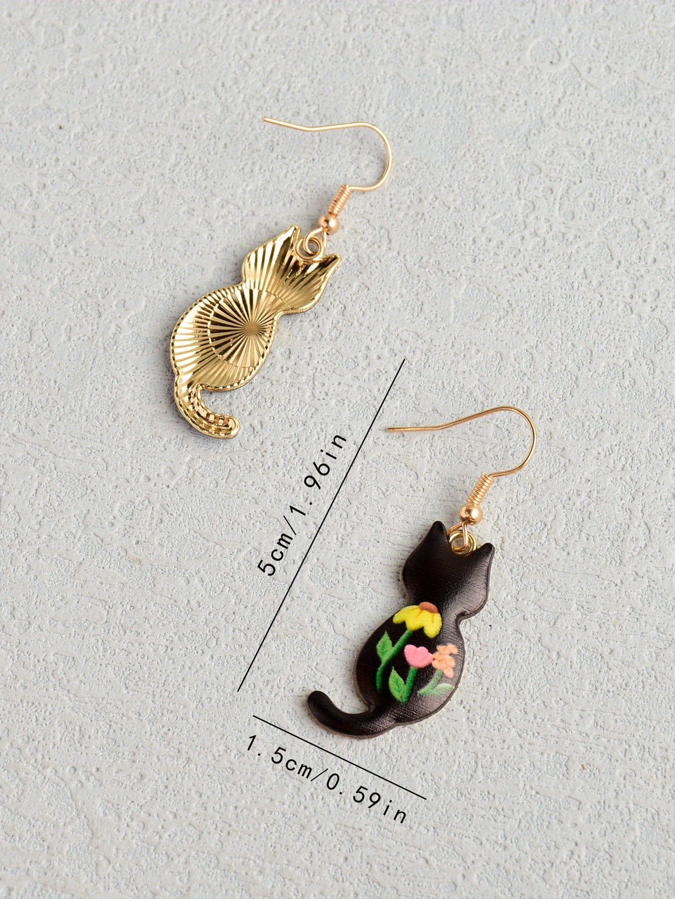Cute Enamel Cat Design Dangle Earrings Cartoon Style Zinc Alloy Jewelry Adorable Gift For Women   Daily Casual