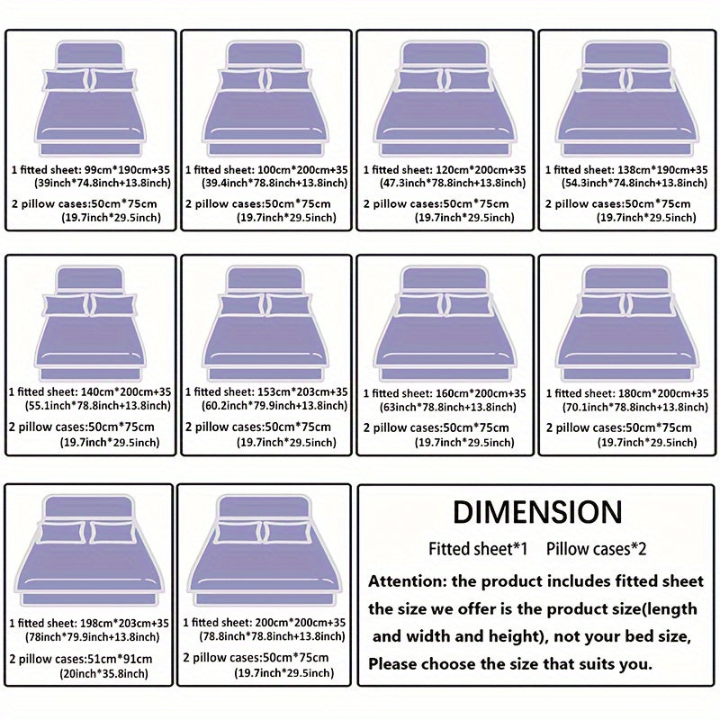 3pcs Novel Cute Cat Fitted Sheet Set, Dustproof Non-slip All Season Mattress Protector, Soft Comfortable Breathable Bedding Set With Deep Pocket, For Bedroom Guest Room Decor (1* Fitted Sheet + 2*Pillowcases, Without Core)