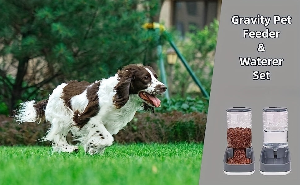 Pet Automatic Feeder Pet Water Dispenser Set, 3.8L Gravity Dog Feeder And Waterer Set, Self Feeding Station For Cats And Dogs Pet Supplies