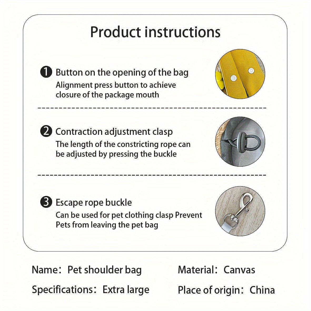 Nylon Pet Carrier Bag with Head-Out Design, Snap Closure, Adjustable Strap & Safety Rope Buckle for Small Cats and Dogs - Soft-Sided Portable Shoulder Carry Tote with Animal Shape