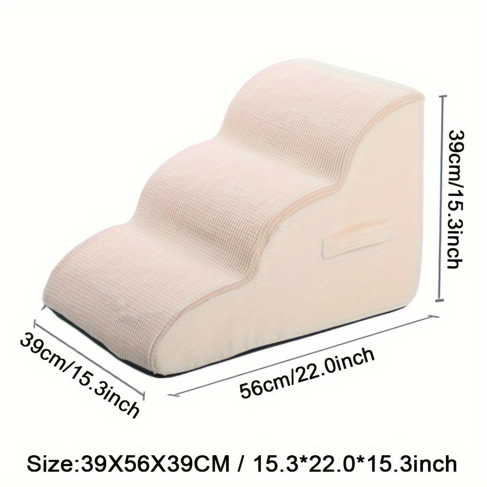 3-Step Detachable Pet Stairs Ramp for Dogs & Cats - Soft Sponge Material, Non-Slip Ramps for Small Medium Large Dogs, Indoor/Outdoor Use, Pet Stairs for Small Dogs, Multistep Design, Nonslip Steps