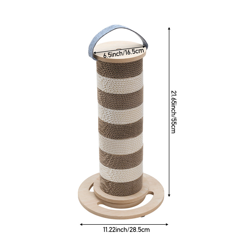 Cat Scratching Post for Indoor Cats, Scratcher Multifunctional Sturdy with Scratcher Post, Funny Cats Scratch Pole, Solid Wooden Base, Interactive Rotating Kitten Cat Scratch Post, 55cm Tall
