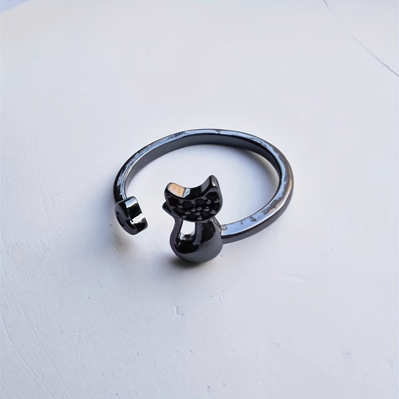 Cute Cat Kitten Open Ring Plated Jewelry For Women Girls Teen