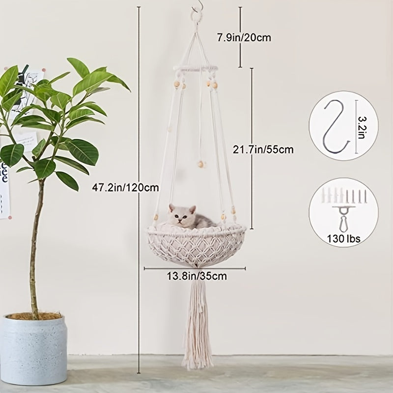 Handwoven Hanging Cat Hammock: Give Your Feline Friend A Comfy Place To Lounge!