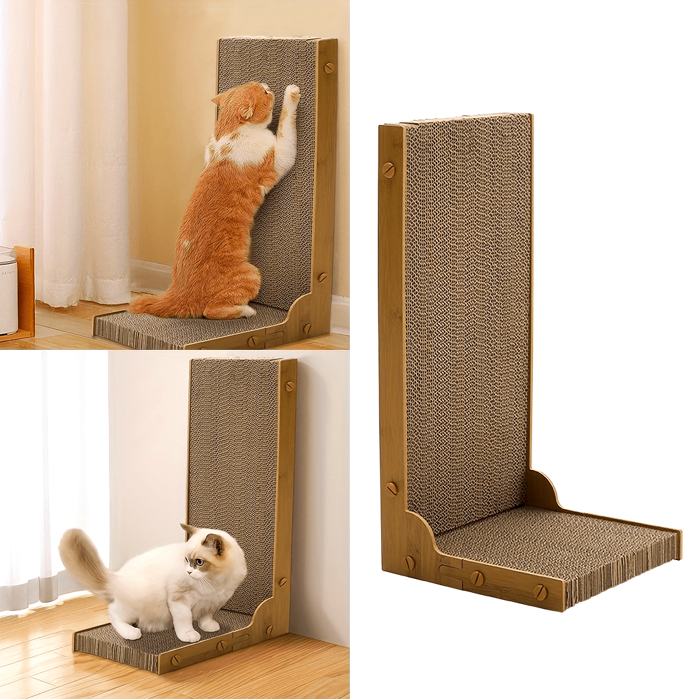 Large Scratching Post Durable Cardboard Scratching Pad For Cats - Replaceable Cat Claw Scratcher With Stand - Interactive Scratching Post Toy For Feline Play And Scratch