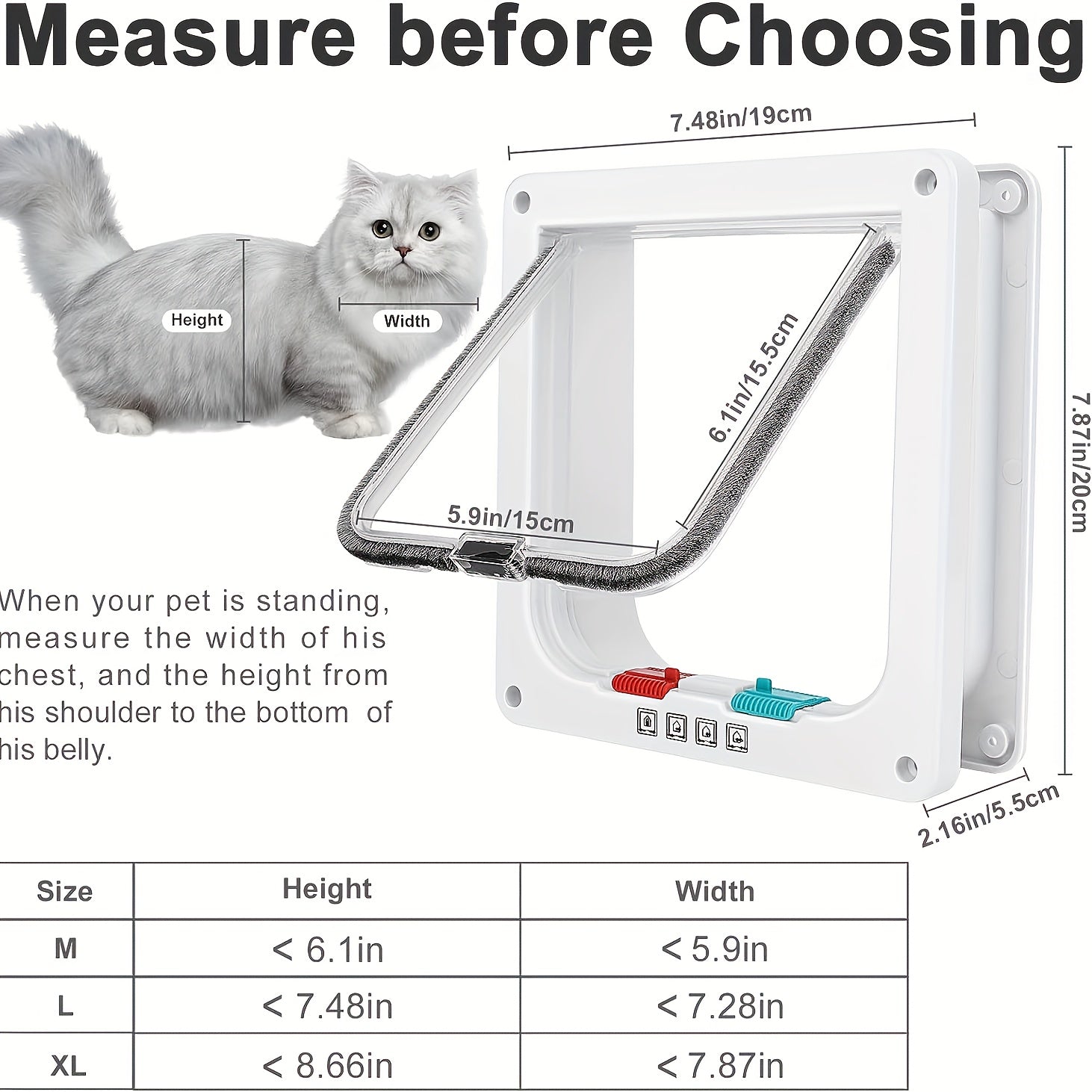 Multi-Function Pet Door - Secure, Convenient, Two-Way Access for Cats and Dogs - Easy Installation, Durable, Weather-Resistant Design
