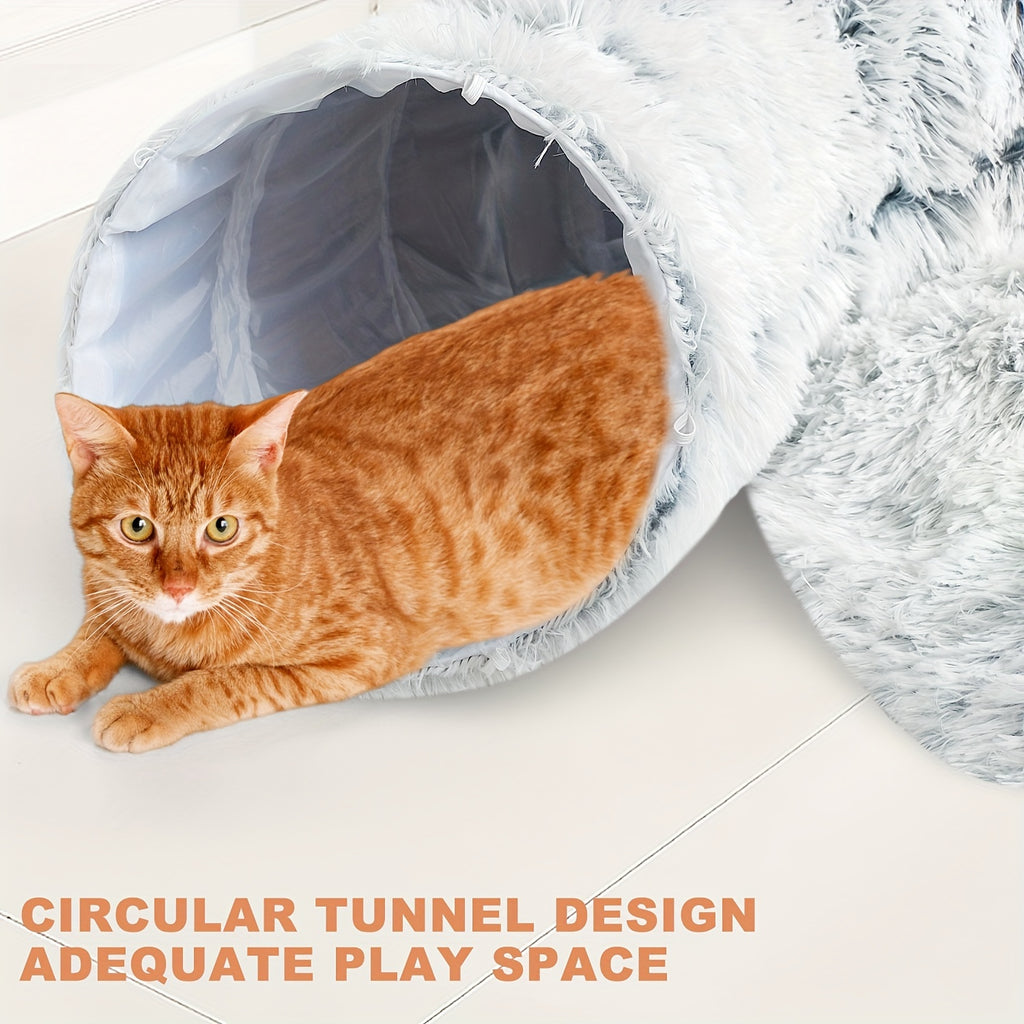 1pc FunTrip Cat Tunnel Bed Plush Hides Cat Channel Donut Circle Shape with Cat Cave for Indoor Cats And Rabbits