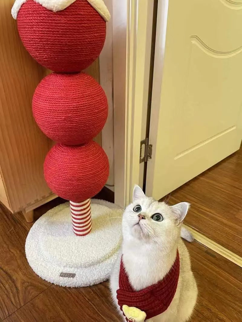 Tomatoes On Sticks Design New Year Decorations Cat Tree Cat Nest Integrated Cat Scratching Post Cat Grinding Claw Cat Scratching Board Cat Bed Tree Does Not Drop Debris Wear-resistant Toy