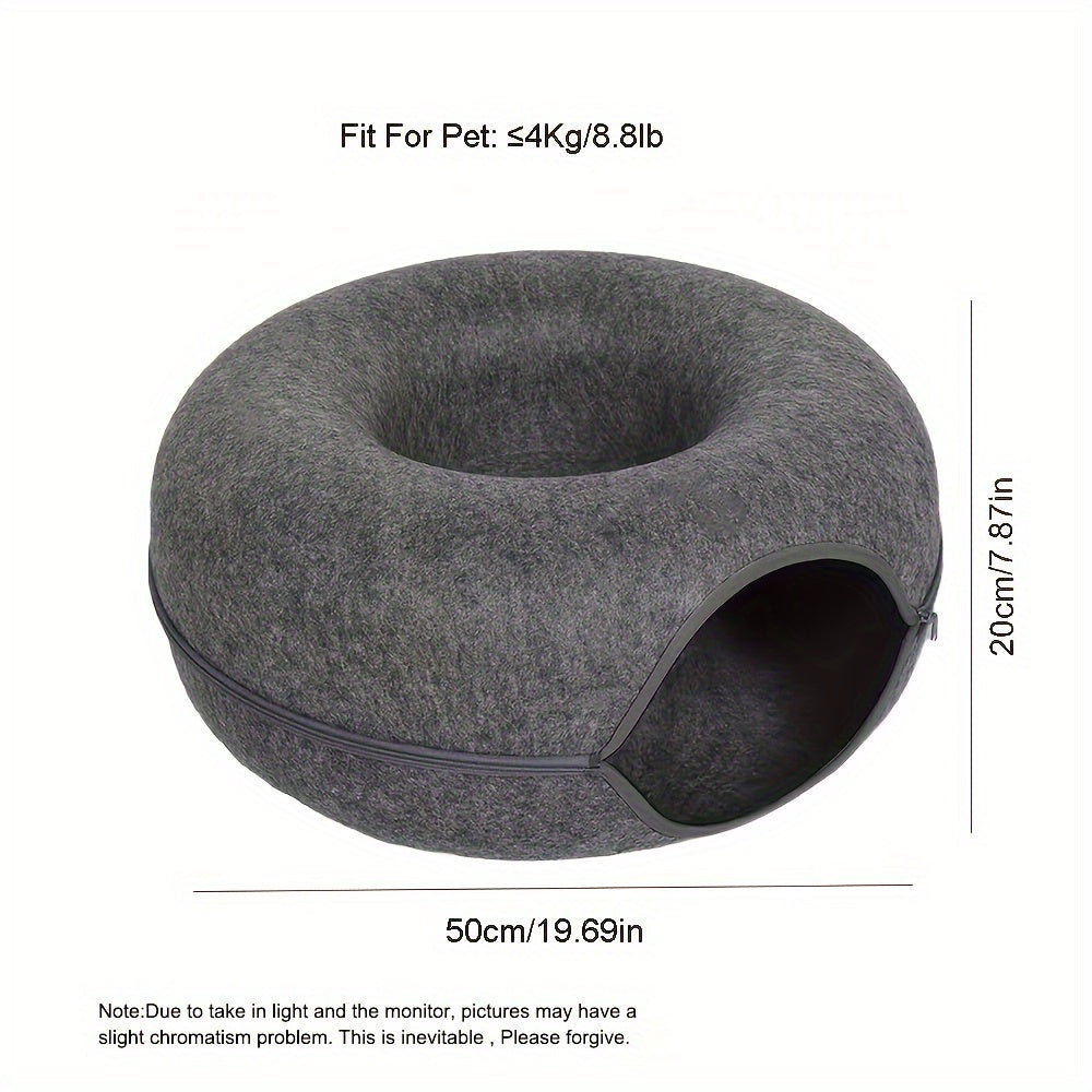Cat Cave for Multiple Cats & Large Cats, Cat Caves for Indoor Cats, Cat Tunnel Bed, Scratch Detachable & Washable Large Donut Cat Bed