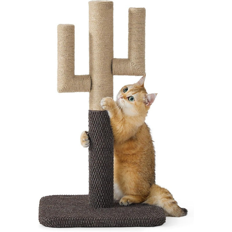 Lesure Medium-Sized Cactus Cat Scratching Post with Durable Carpet Base - Sturdy Kitten Play Tower, 65cm