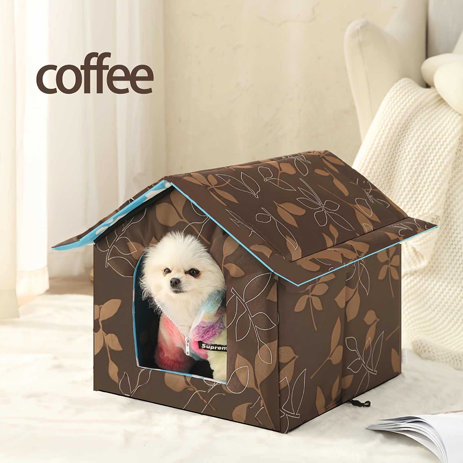 Weatherproof Outdoor Pet House - Cozy Cat Cage & Dog Kennel - Insulated Winter Shelter with Removable Mat & Double Doors - Perfect Villa Cage for Feral Cats and Small Dogs