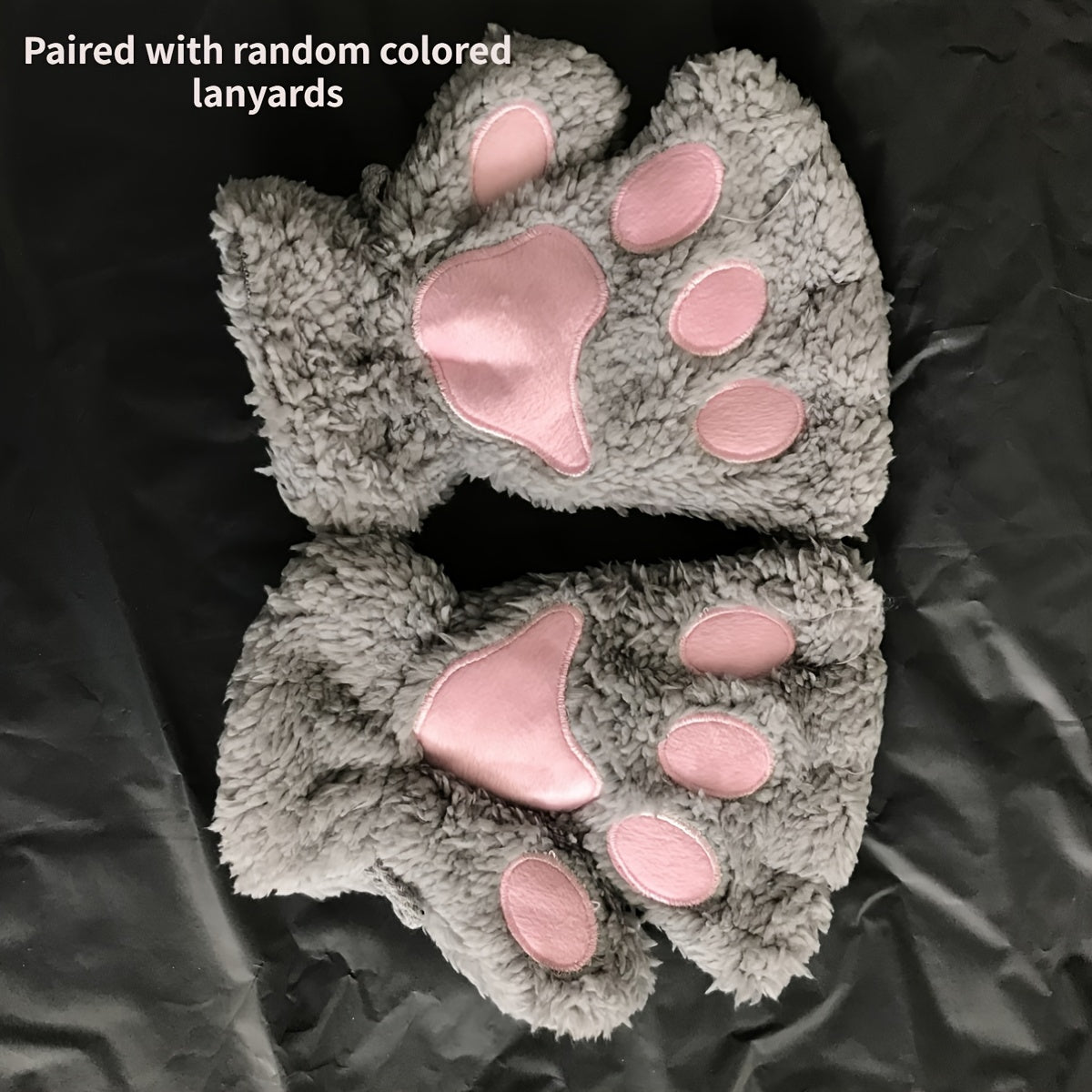 Warm Cute Cat Paw Fingerless Gloves, Winter Gloves