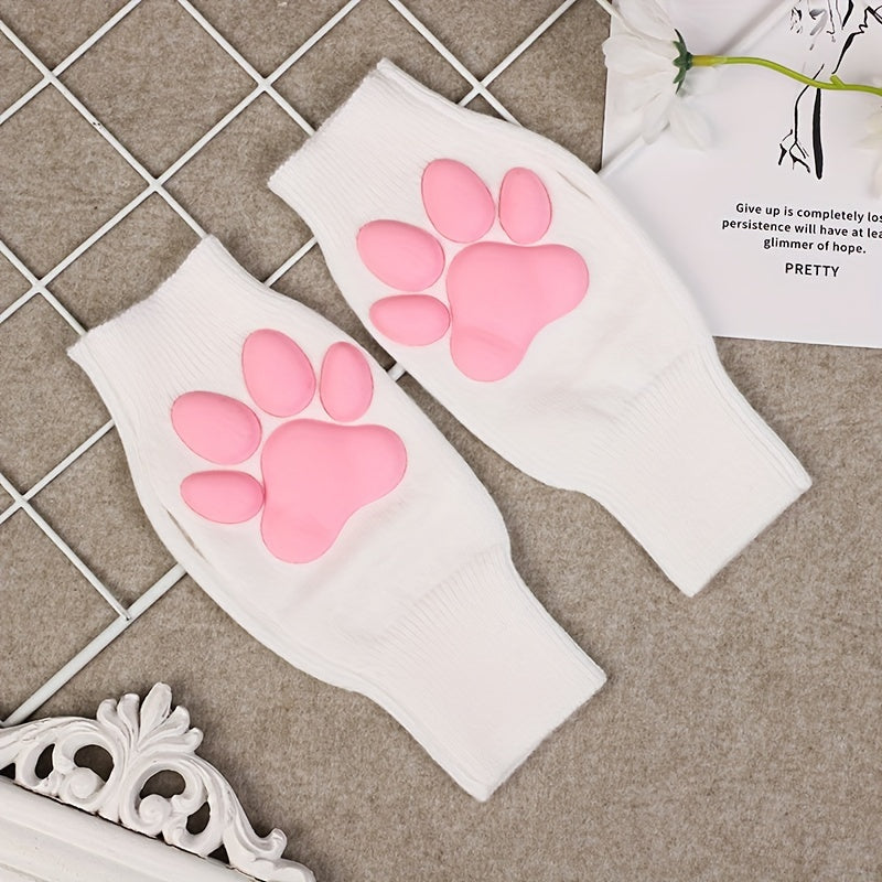 3D Three-dimensional Plush Knitted Fingerless Cat Claw Gloves for Party Dress Up Decoration Female