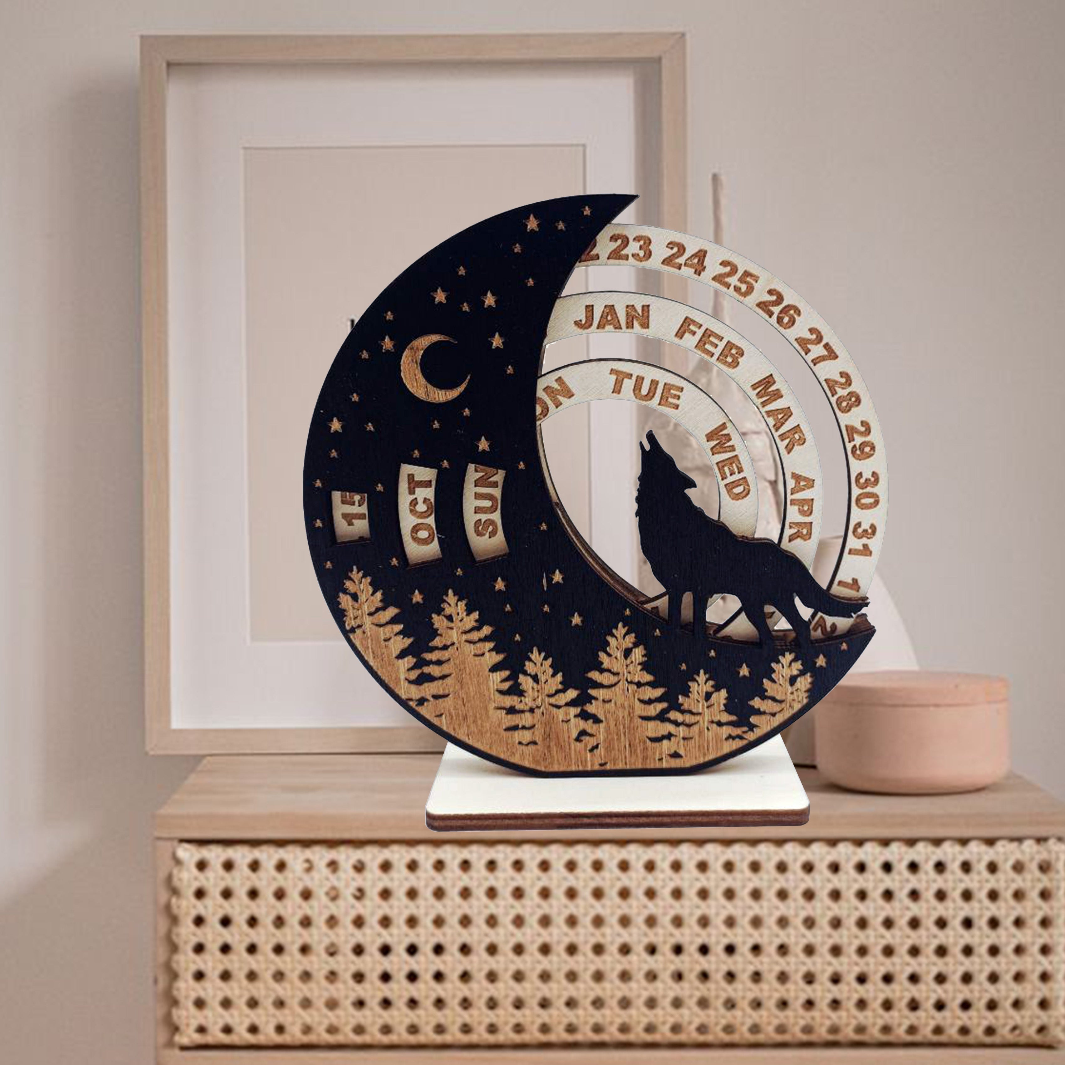 1pc, Moon Wolf And Cat Calendar, Scene Decor, Festivals Decor, Room Decor, Home Decor, Offices Decor, Theme Party Decor, Christmas Decor