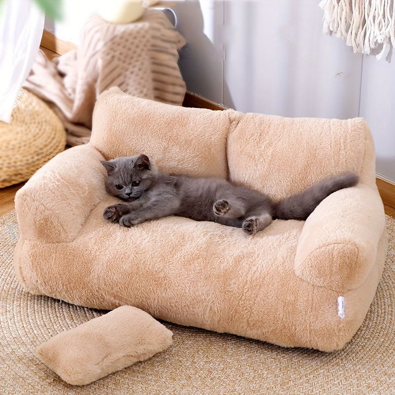 Cozy Pet Couch Bed - Machine Washable, Non-Slip, Ultra-Soft and Fluffy - Suitable for Medium and Small-Sized Dogs and Cats