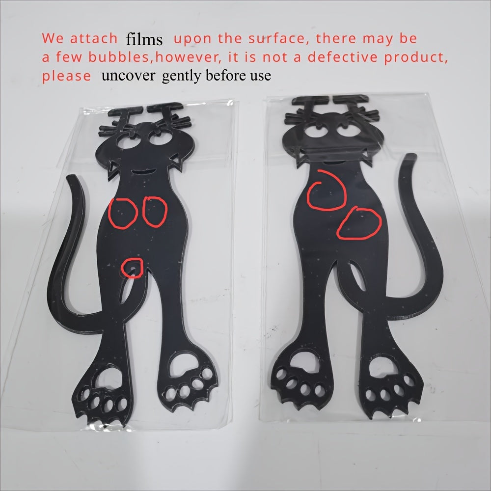 [Hot-Sale] Charming Black Kitten Acrylic Bookmark - Hollowed-Out Design for Everyday Office Use