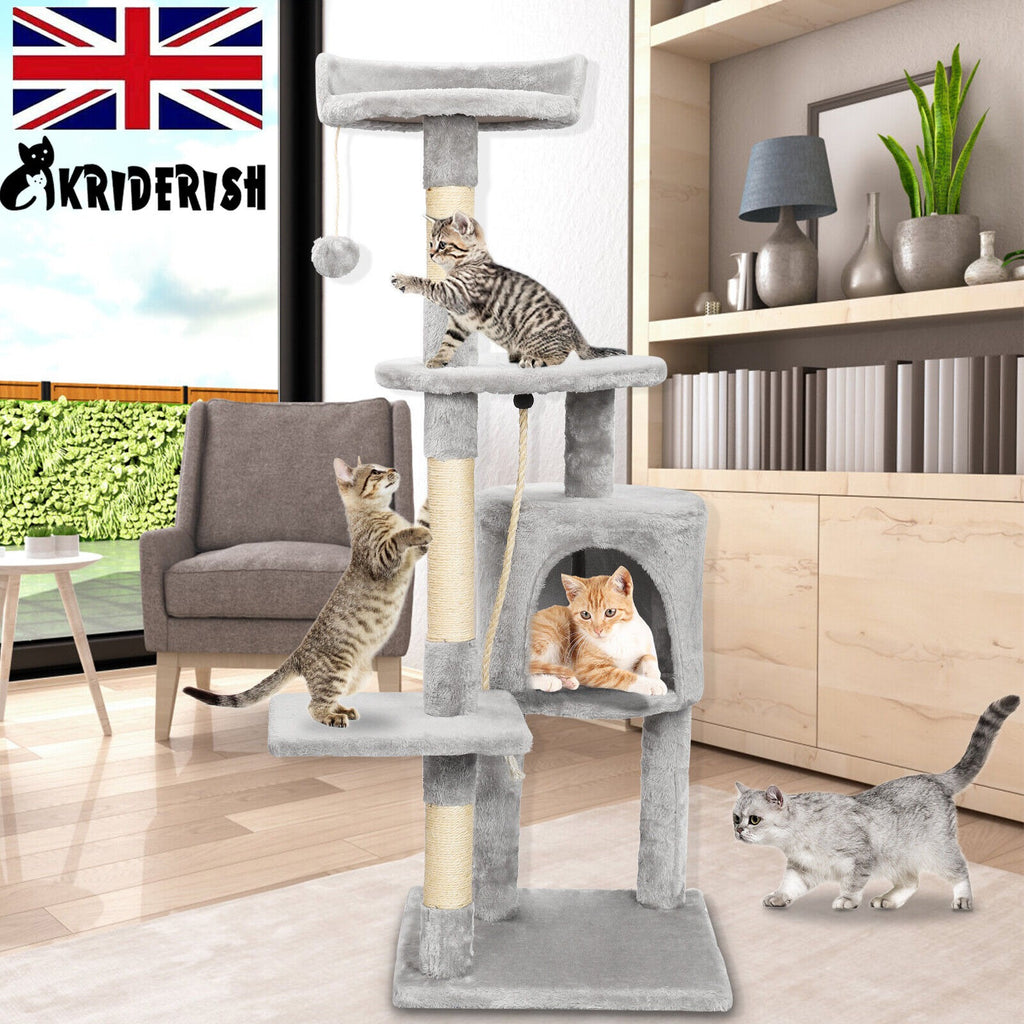 Large 4-story cat climbing frame cat scratching post kitten activity center UK