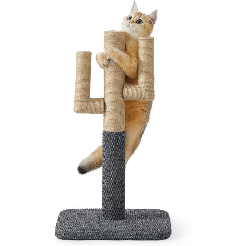 Lesure Medium-Sized Cactus Cat Scratching Post with Durable Carpet Base - Sturdy Kitten Play Tower, 65cm