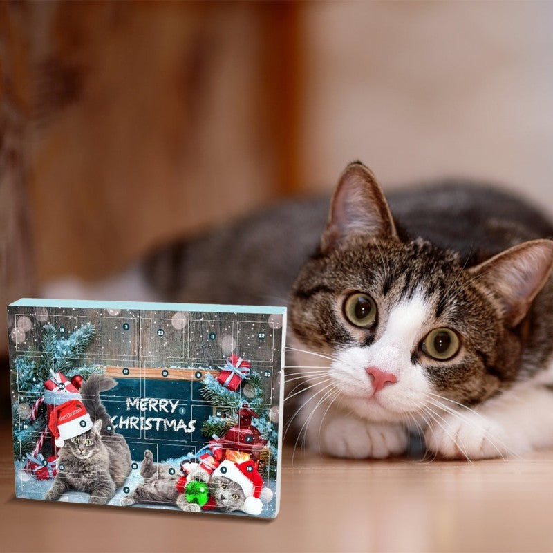Cat Advent Calendar 2024, 24 Day Countdown to Christmas Cat Gifts with Assorted Cat Interactive Toys Countdown Calendar for Kitten Flurry Friends