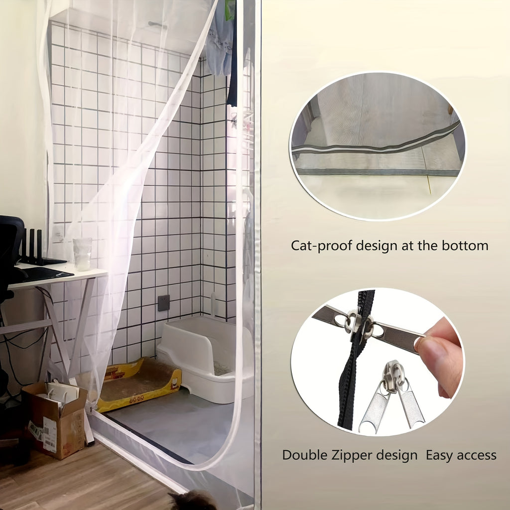 Durable Double Line Sewing Cat Proof Door Curtain - Pet Gate for Cats, Made of Sturdy PP Material