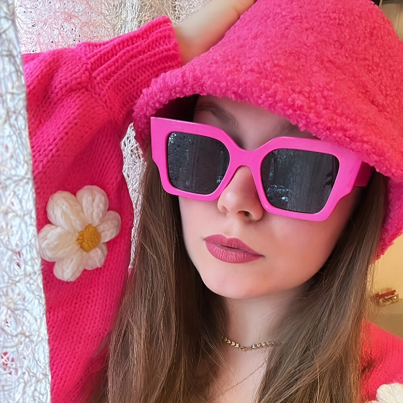 ENSARJOE Chic Rose Red Cat Eye Fashion Glasses for Women - Anti-Reflective, Fashionable Shades for Beach & Party