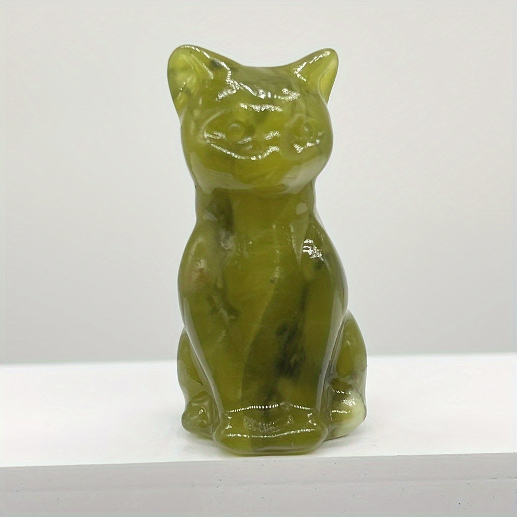 1Pc Exquisite Natural Crystal Whimsical Cat Figurine - Jewelry Accessories for Home Decoration - Unique Gift Idea with Cute Design and Sparkling Appearance