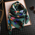 Cartoon Cat Pattern Polyester Square Scarf for Women, Cute Style, Decorative & Windproof, Breathable, Non-Elastic, with Hand Wash/Dry Clean for Parties