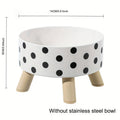 Elevated Whisker Delight Cat Bowl - Vibrant Graphic Pattern, Sturdy Wooden Stand, Easy-to-Clean, Raised Design - Perfect for Indoor Feline Friends, Spacious Feeder Bowl, Convenient Water Basin