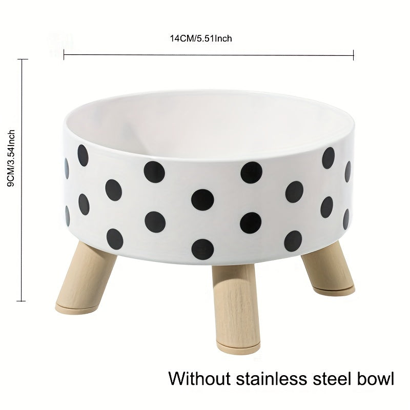 Elevated Whisker Delight Cat Bowl - Vibrant Graphic Pattern, Sturdy Wooden Stand, Easy-to-Clean, Raised Design - Perfect for Indoor Feline Friends, Spacious Feeder Bowl, Convenient Water Basin