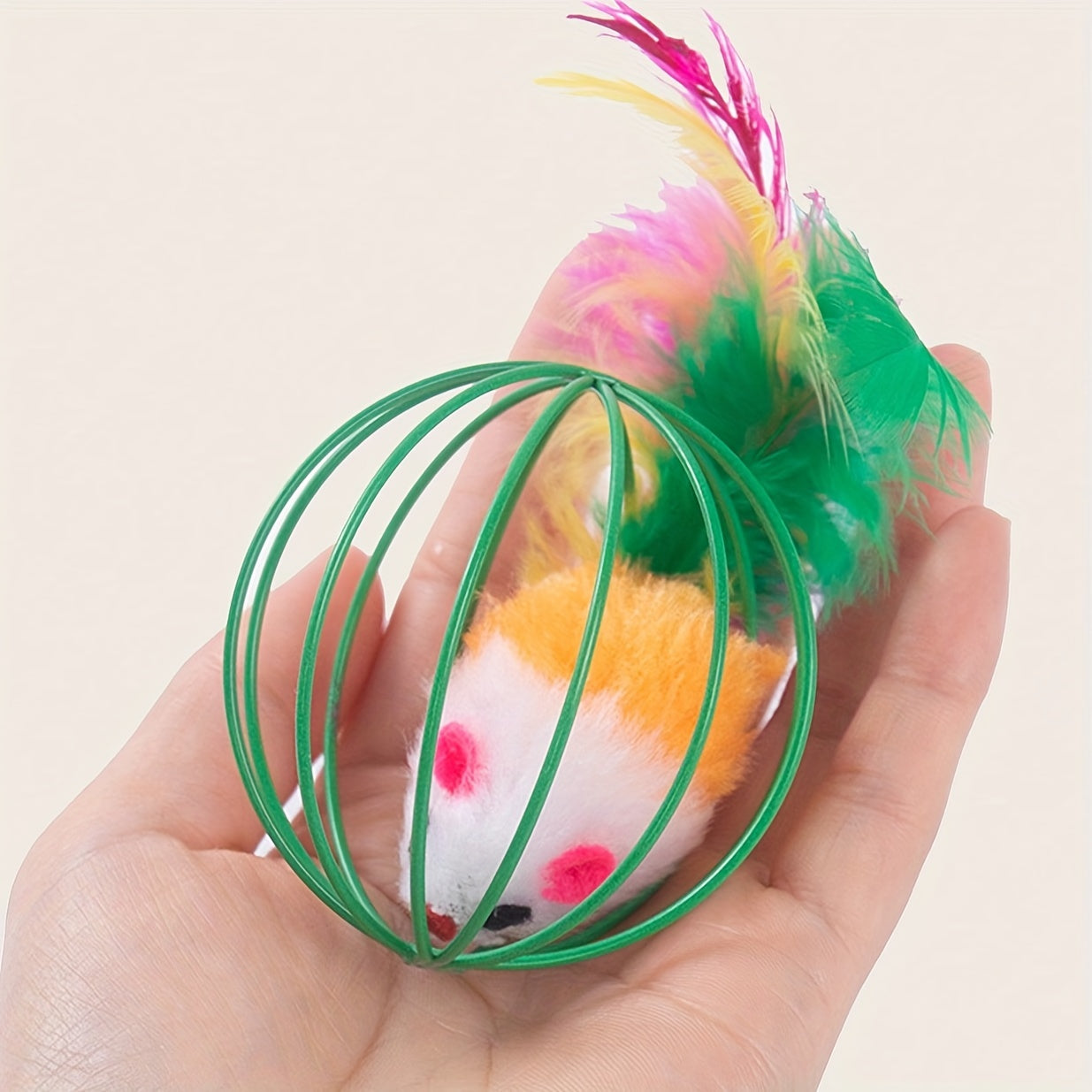 Ite-Resistant Cat Teaser Toy Cage Mouse Toy, Colorful Artificial Cat Toys, Kitten Indoor Play Toy