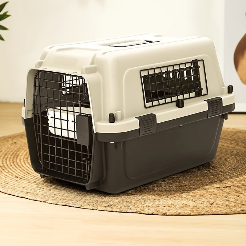 1pc Premium Pet Airline Crate with Full Iron Mesh - Durable, Portable, and Comfortable for International Travel, Includes Separate Cages for Cats & Dogs, Ideal for Professional Pet Transportation