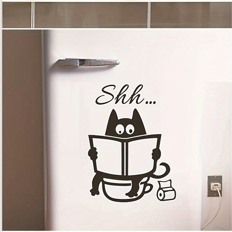 Black Simple Black Cat Toilet Sticker Wall Sticker, Sticky Painting For Living Room Bedroom Decoration