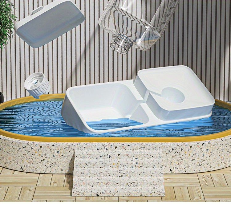 Uncharged Automatic Pet Feeder and Water Dispenser Set for Cats - Convenient, Hygienic, and Space-Saving Feeding Solution with Gravity-Fed Technology and Easy Cleaning Design