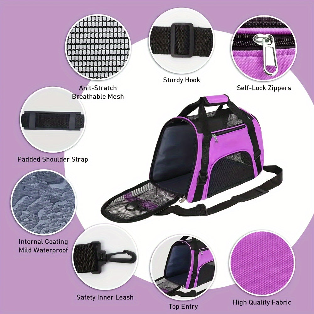 Cat Carrier Dog Carrier Pet Carrier, Airline Approved Soft-Sided Foldable Pet Bag Puppy Carrier With Breathable Mesh For Small Medium Cats Dogs Rabbit