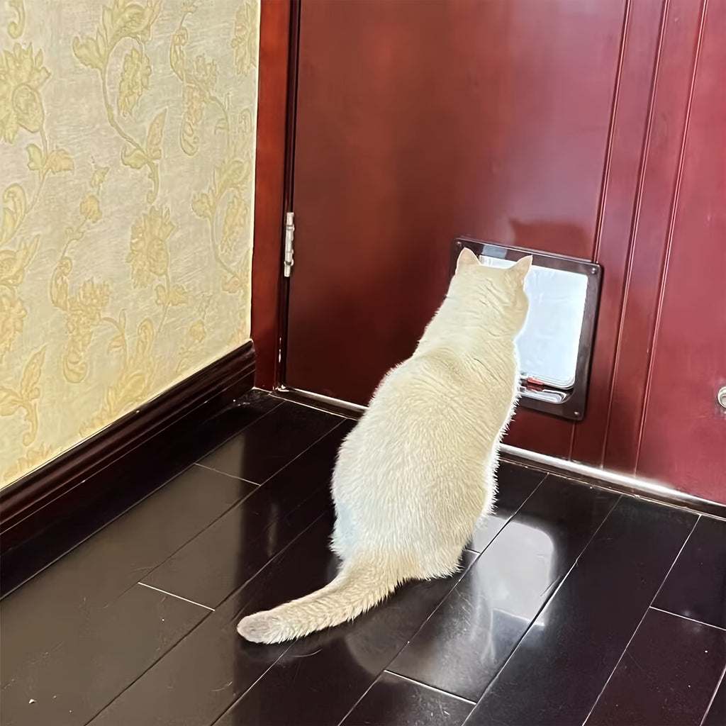 4 Way Locking Cat Door - Weatherproof, Acrylic Pet Flap for Cats and Small Dogs - Suitable for Door, Wall, and Window Installation with Easy Locking System
