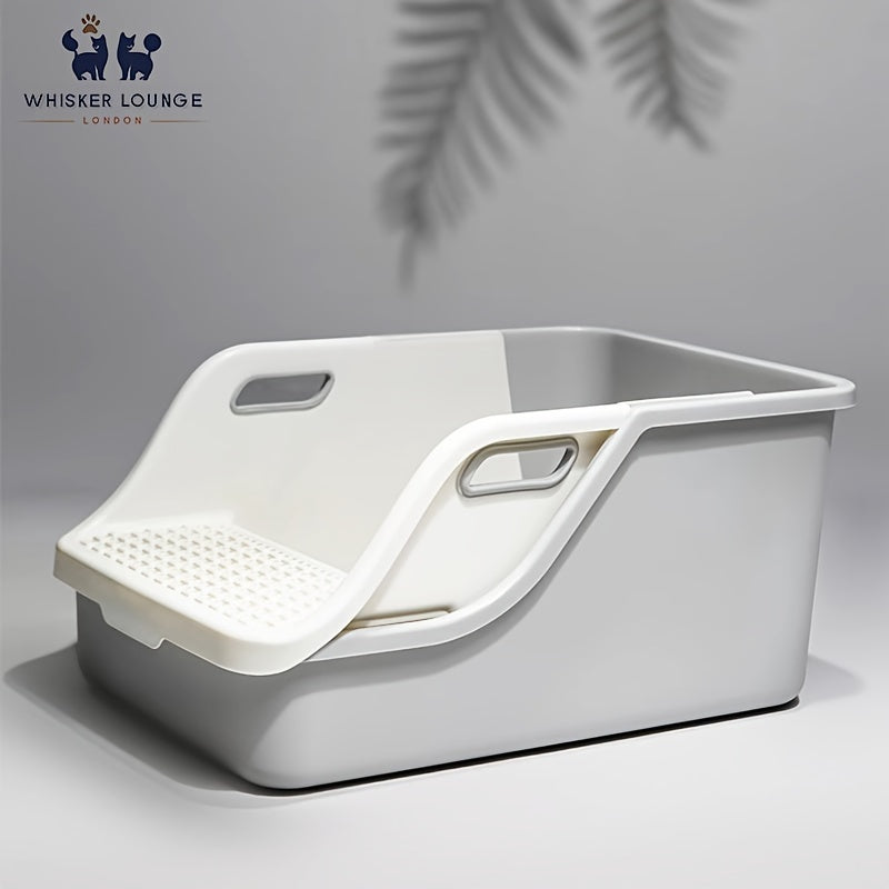 Jumbo Scoopless Open Cat Litter Tray High Sided Rim Kitten Pet Sifting Toilet Plastic Loo Pan Box Anti-Spillage Portable Easy Cleaning No Spilling No Dirty Hands Split Cat Litter Box Suitable For Big Cats And Small Cats