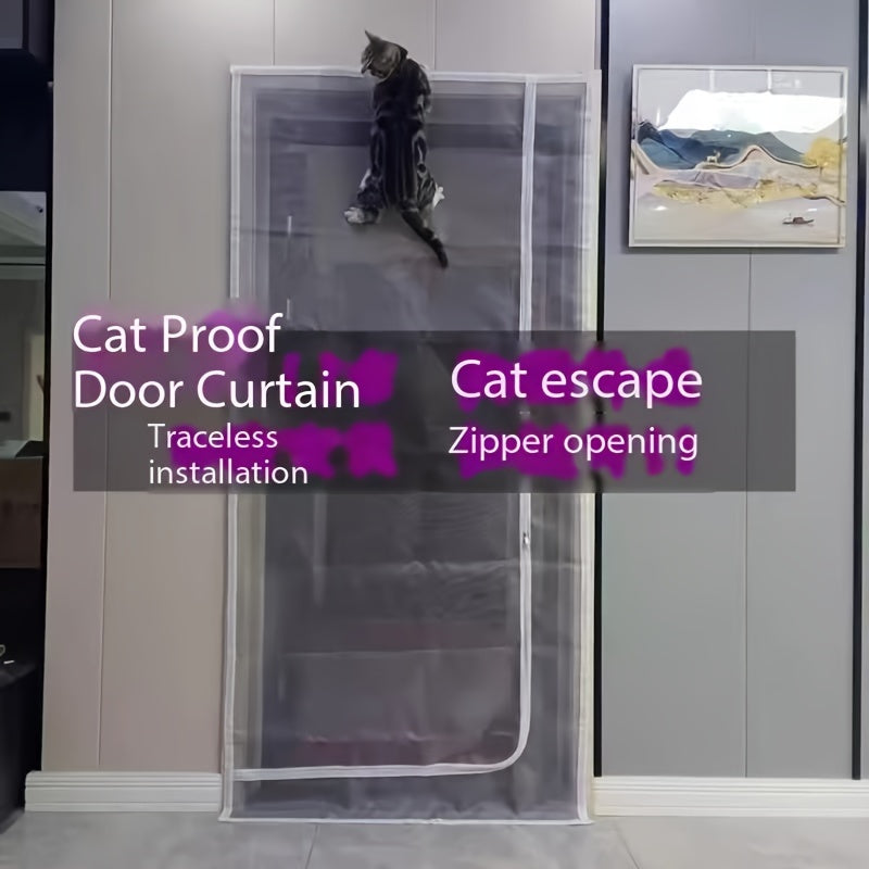 Durable Double Line Sewing Cat Proof Door Curtain - Pet Gate for Cats, Made of Sturdy PP Material