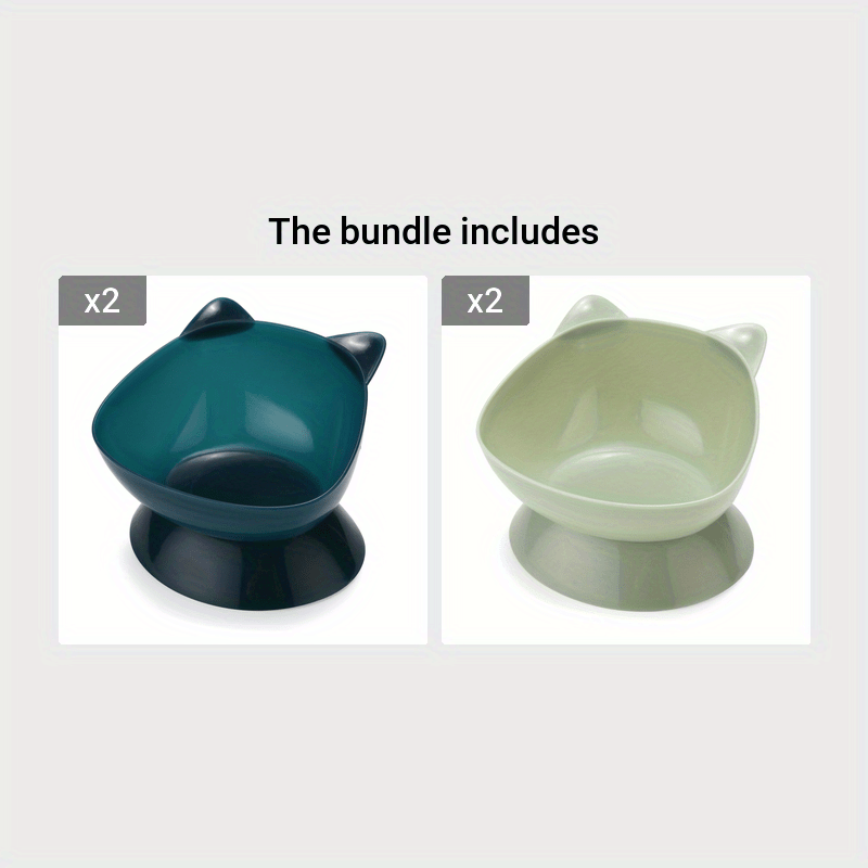Premium Cat Ear Shaped Elevated Pet Bowl - Ergonomic Inclined Design for Cervical Spine Support - Perfect for Cats & Dogs - Stylish Food & Water Dishes for Your Furry Friends