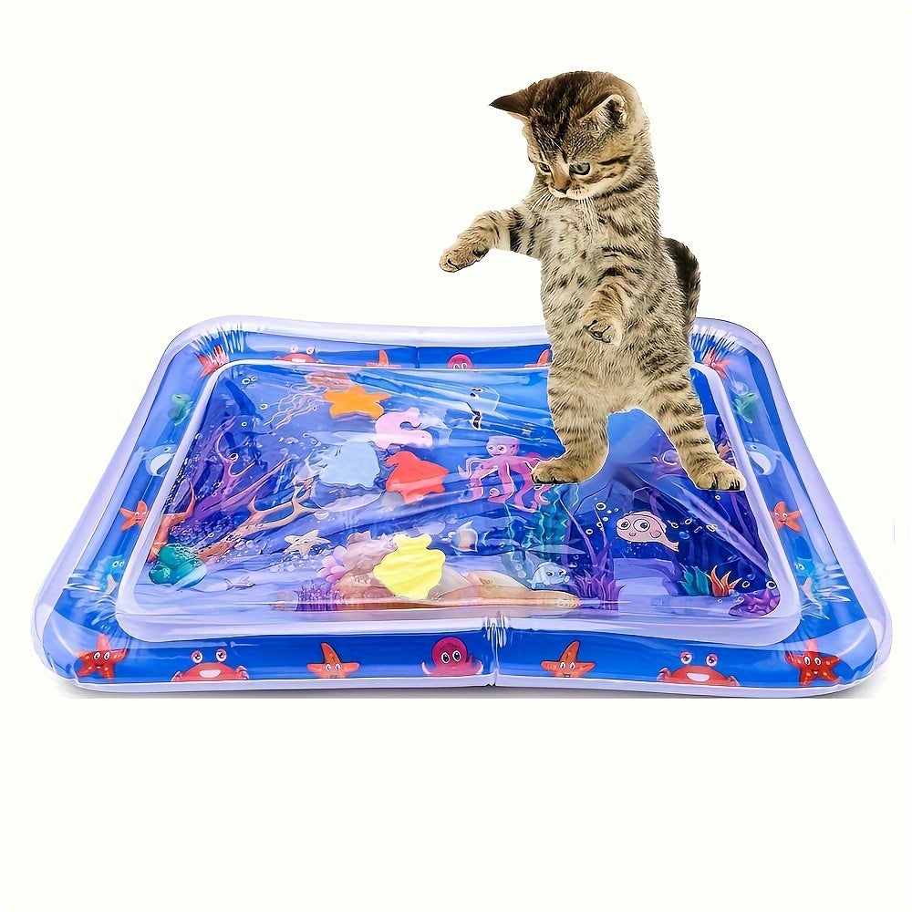 Interactive Water Play Mat for Cats and Small Dogs, Animal Print Splash Pad, Leakproof Durable Plastic Pet Activity Mat for Indoor/Outdoor Fun, Cooling Entertainment Toy for Feline & Canine Enrichment