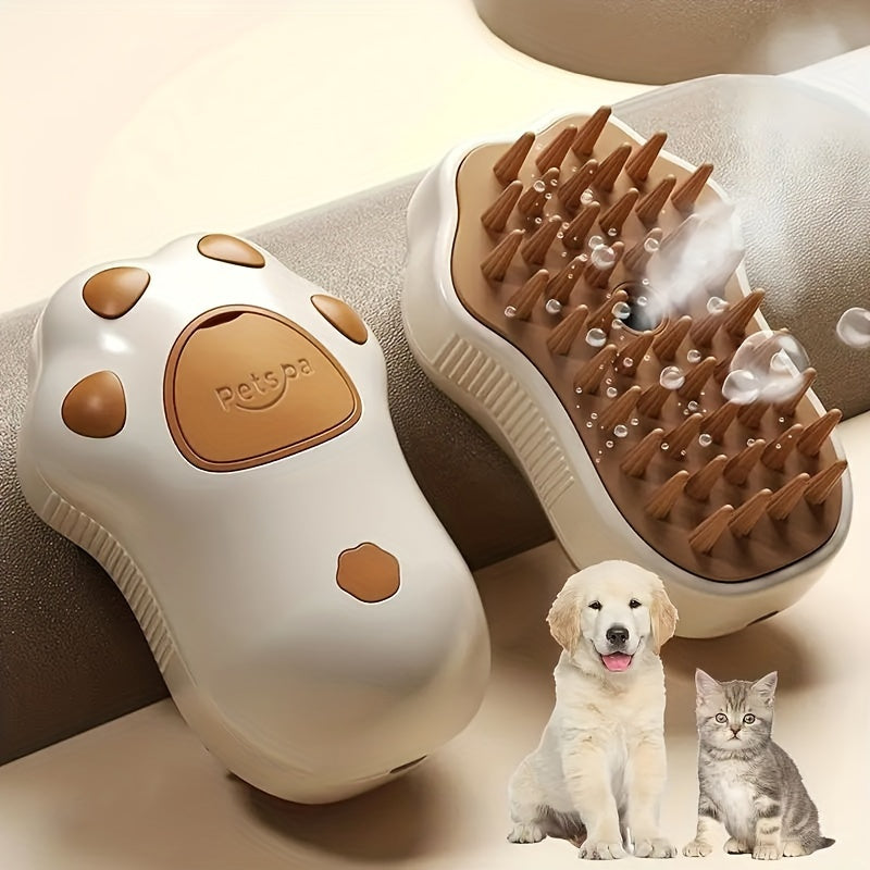 3-in-1 Electric Pet Grooming Brush - Self-Cleaning, Silicone fibers for Cats & Dogs | Comfort Massage & Hair Removal with Paw Design