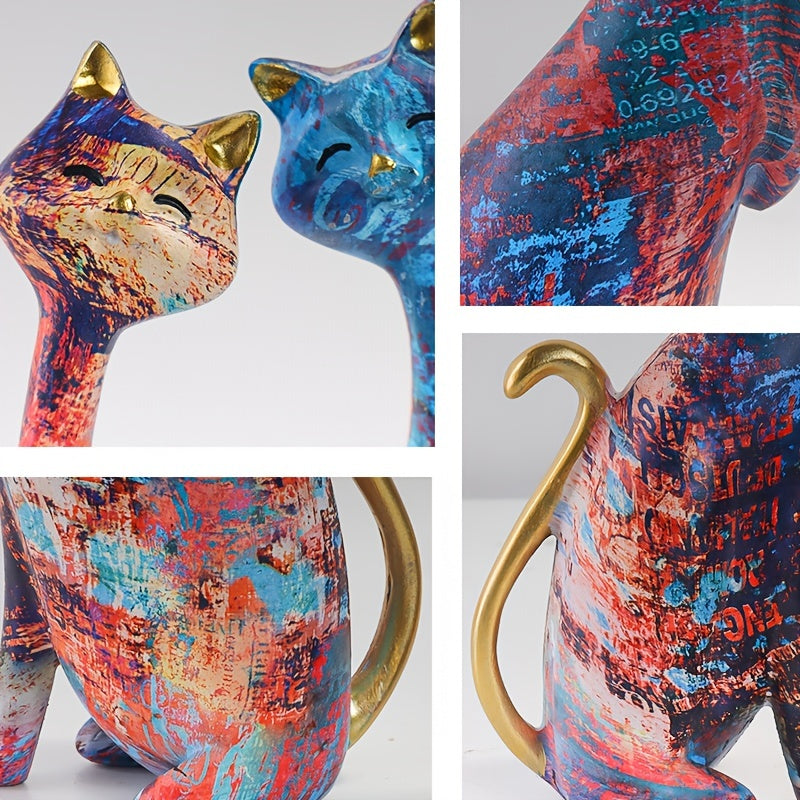 2pcs Adorable Cat Couple Ornaments for Valentine's Day and Home Decor - Perfect Holiday Gift for Living Room, Study, TV Cabinet, and Office Desktop